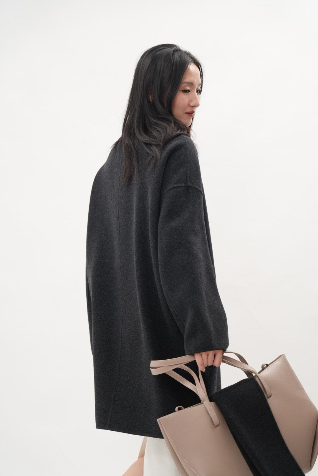 グレイッシュソフト ダブルフェイスコート(スカーフ付き)