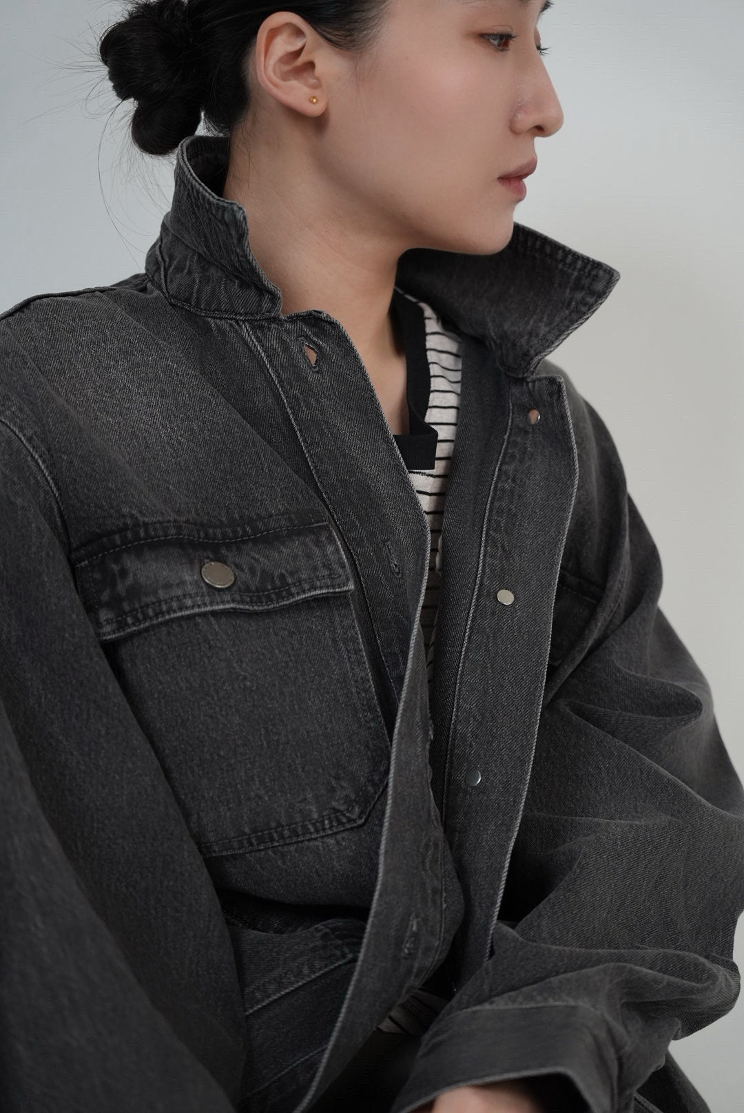 Utility Denim Jacket / Vintage Black