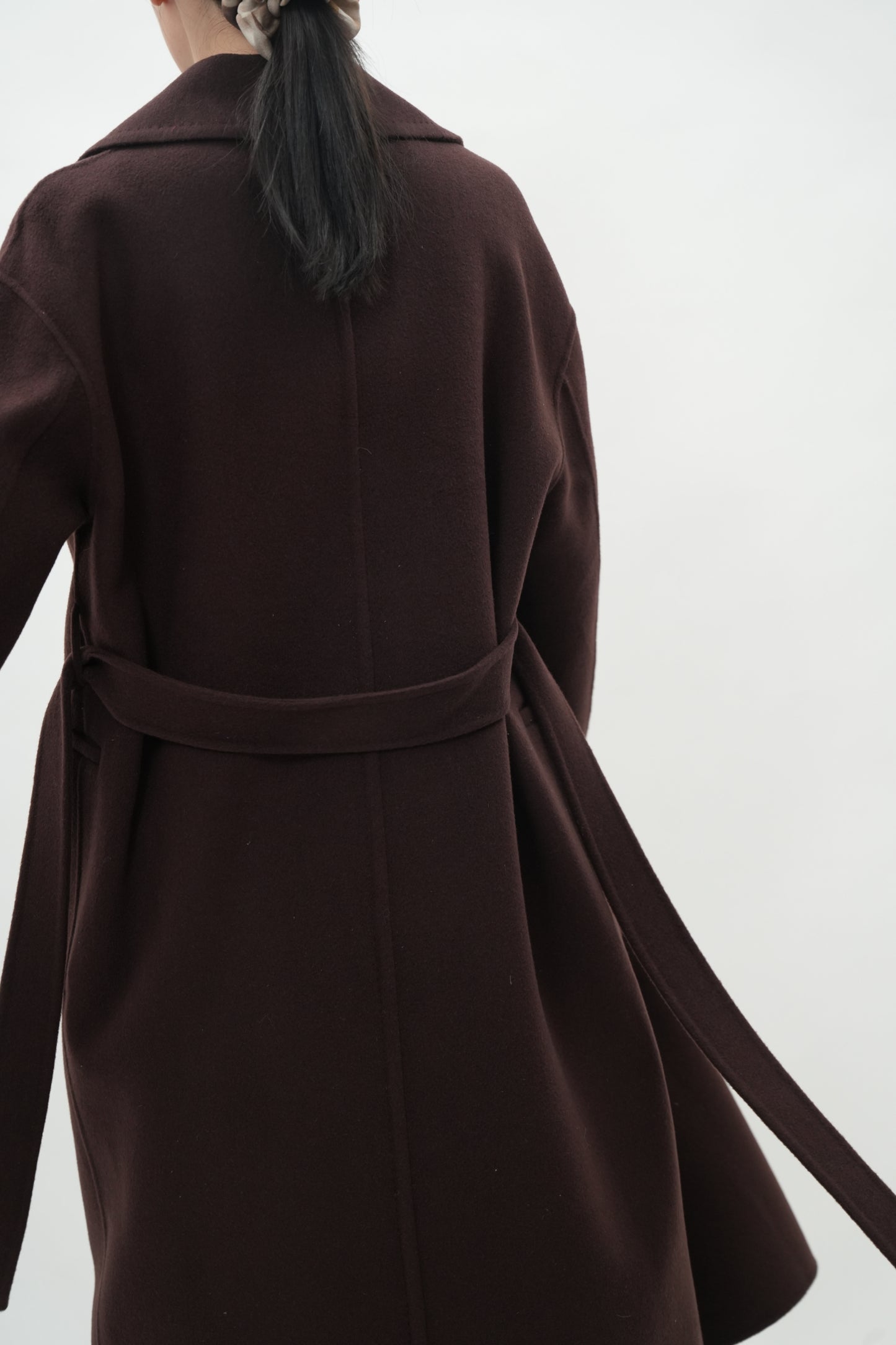 ウールカシミヤ エレガントロングコート(ブラウン)