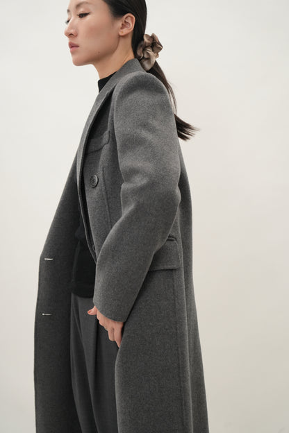 アイボリーダブルフェースウールチェスターコート