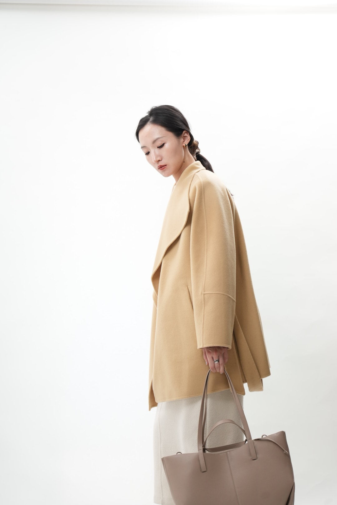 キャメル ウールカシミヤショートコート(予約商品)