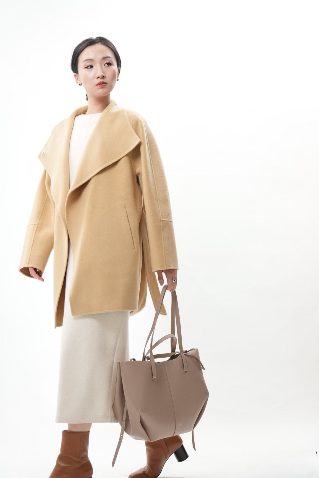 キャメル ウールカシミヤショートコート(予約商品)