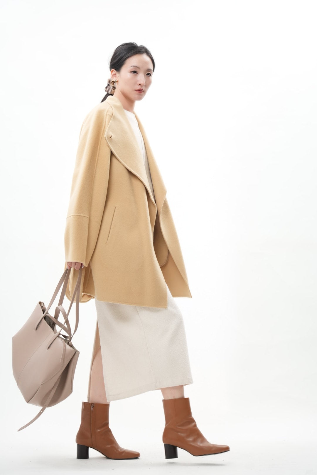 キャメル ウールカシミヤショートコート(予約商品)