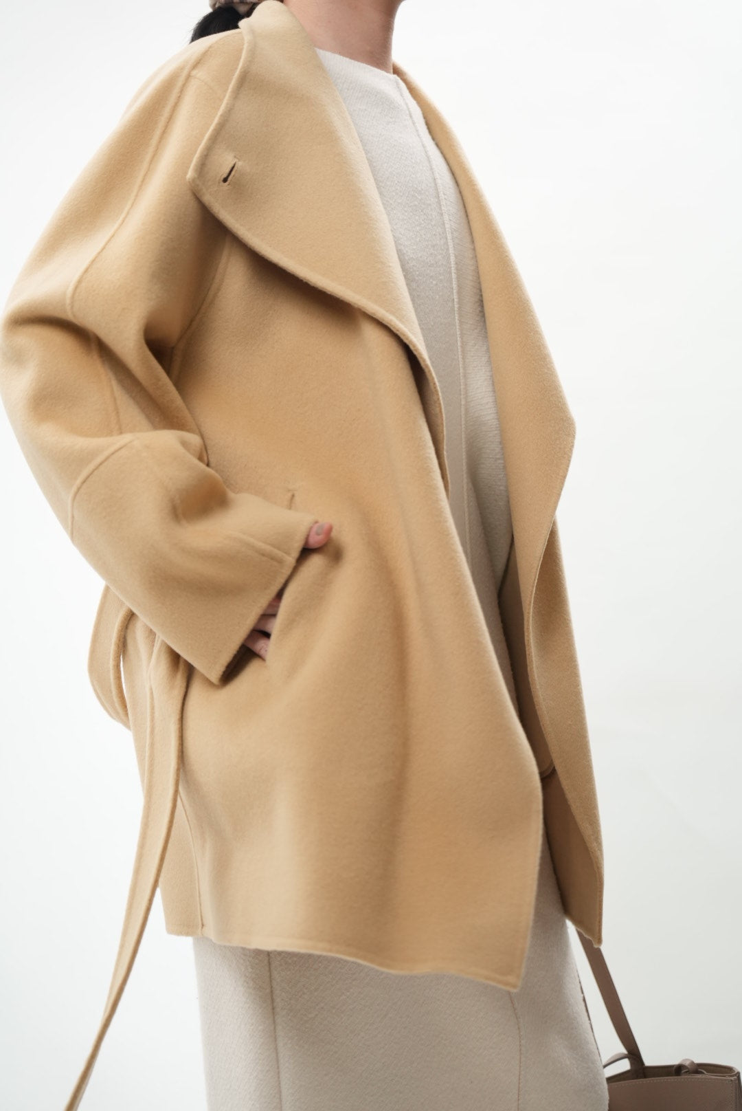 キャメル ウールカシミヤショートコート(予約商品)