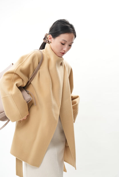 キャメル ウールカシミヤショートコート(予約商品)