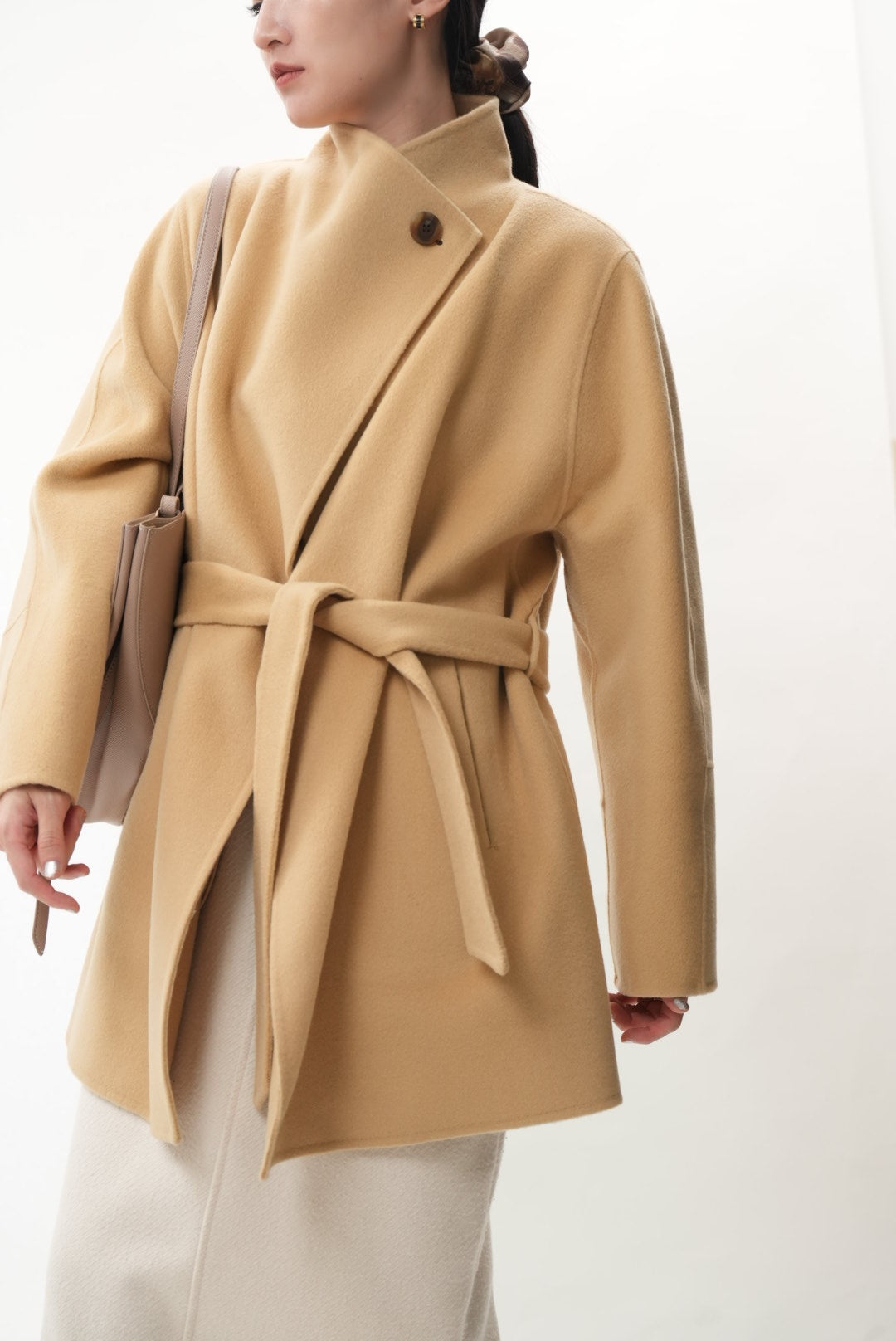 キャメル ウールカシミヤショートコート(予約商品)