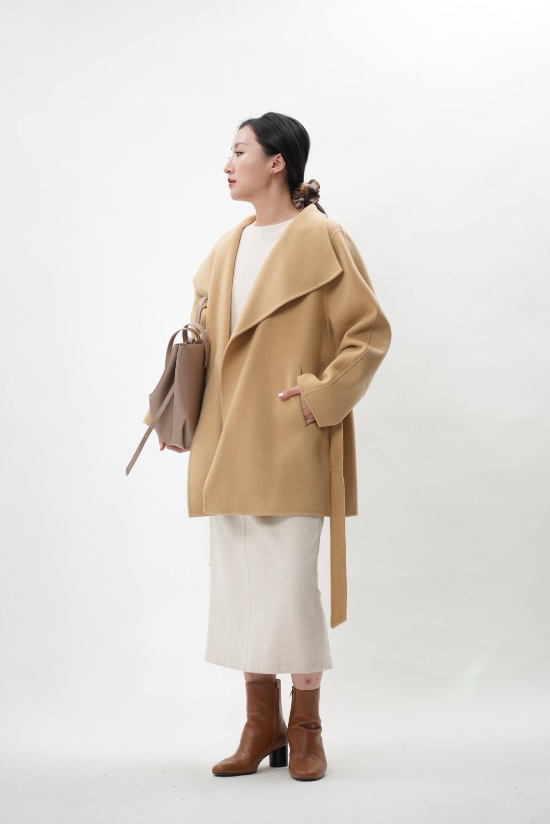 キャメル ウールカシミヤショートコート(予約商品)