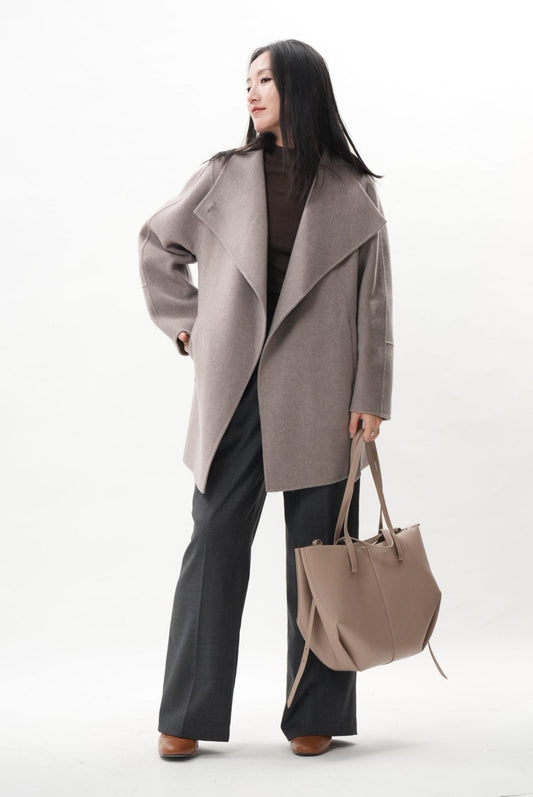 グレー ウールカシミヤショートコート