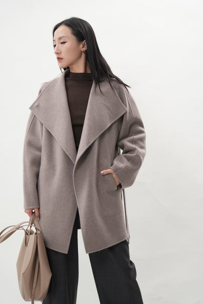 グレー ウールカシミヤショートコート