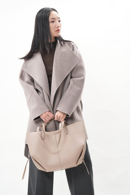 グレー ウールカシミヤショートコート