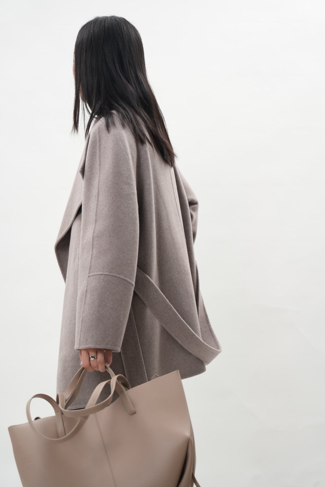 グレー ウールカシミヤショートコート