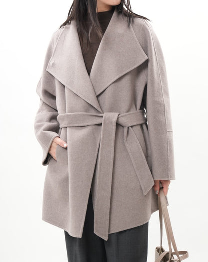 グレー ウールカシミヤショートコート