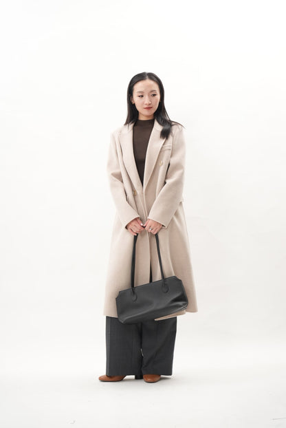 アイボリーダブルフェースウールチェスターコート