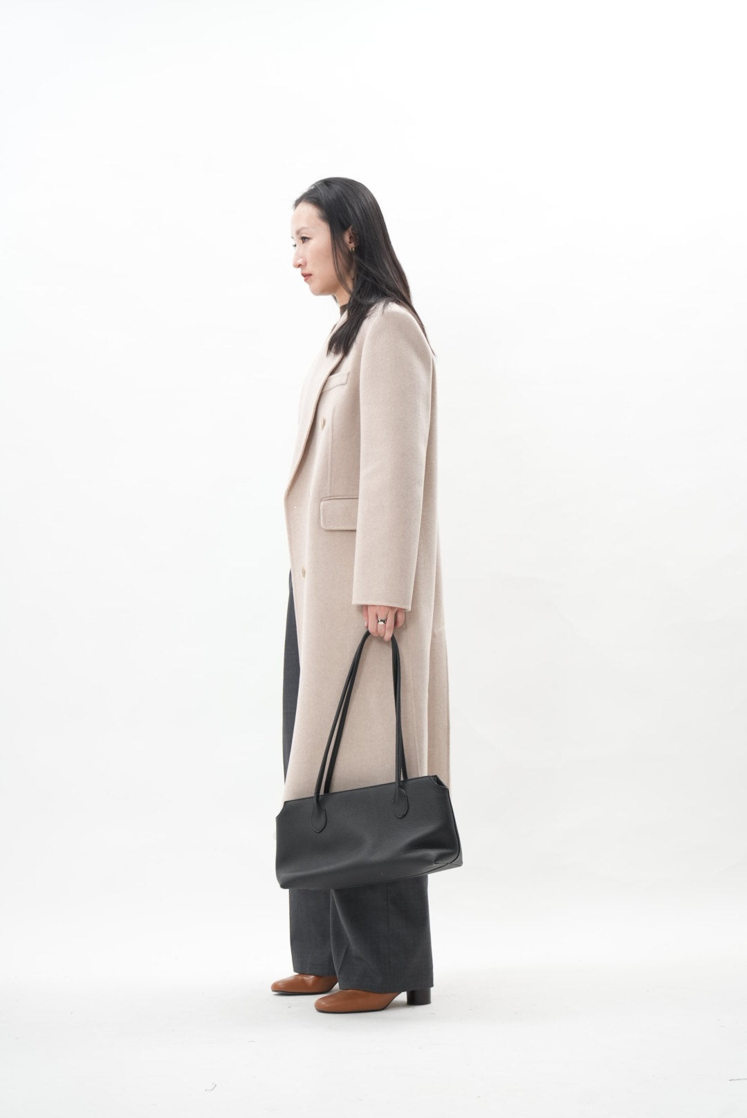 アイボリーダブルフェースウールチェスターコート