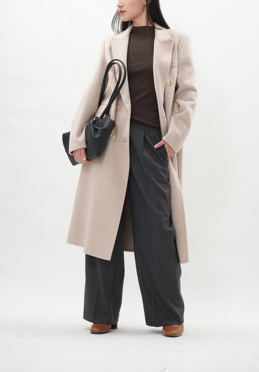 アイボリーダブルフェースウールチェスターコート