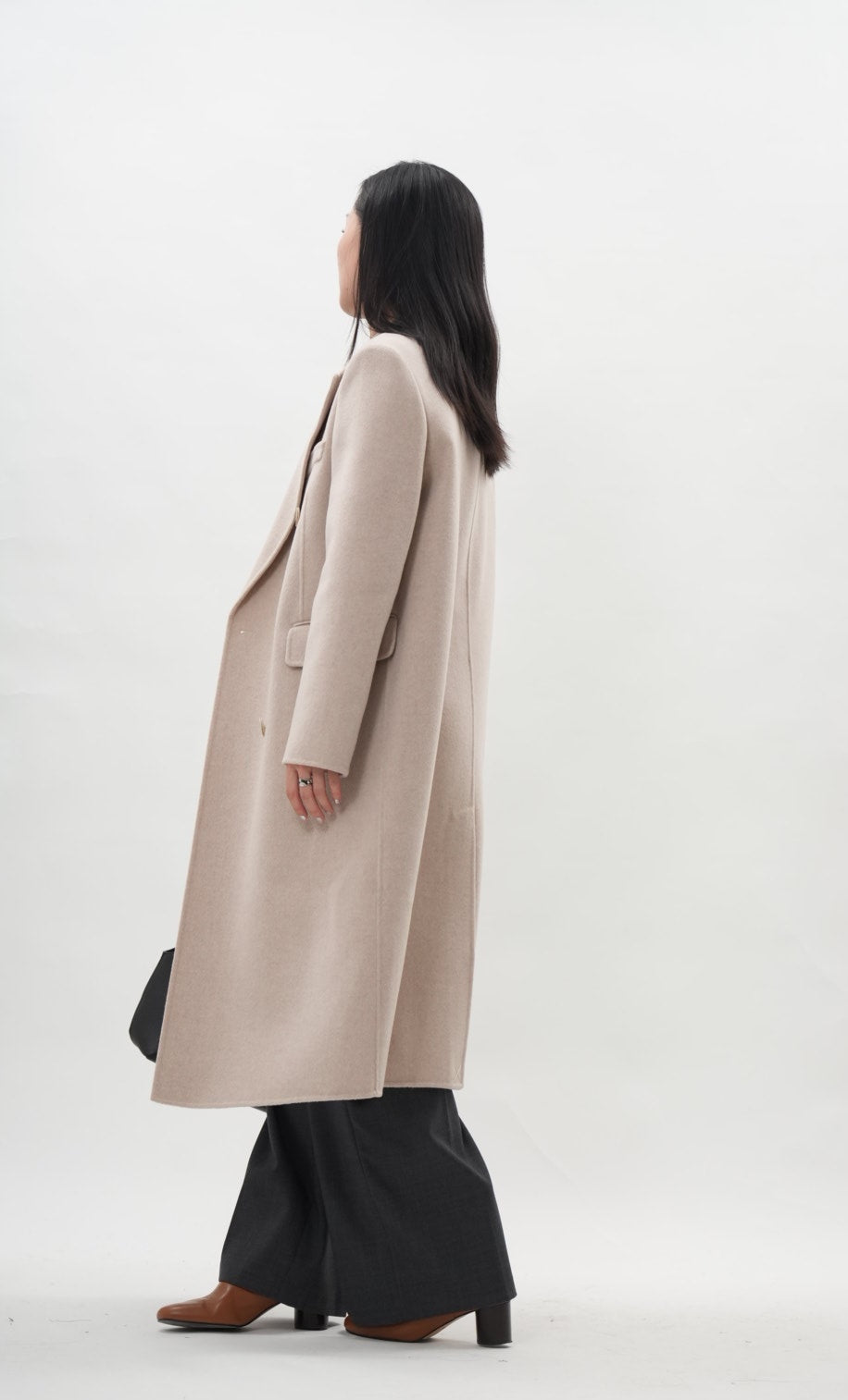 アイボリーダブルフェースウールチェスターコート