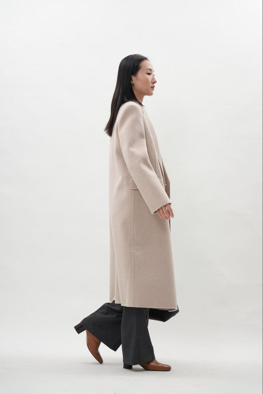 アイボリーダブルフェースウールチェスターコート