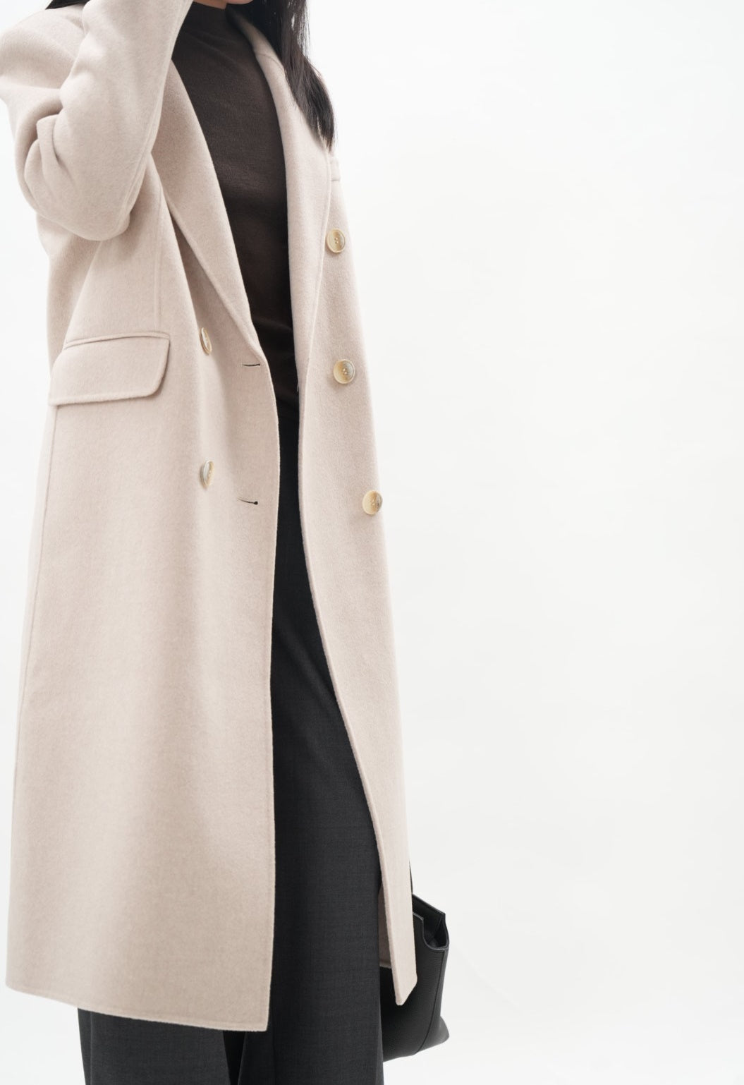 アイボリーダブルフェースウールチェスターコート