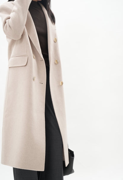 アイボリーダブルフェースウールチェスターコート