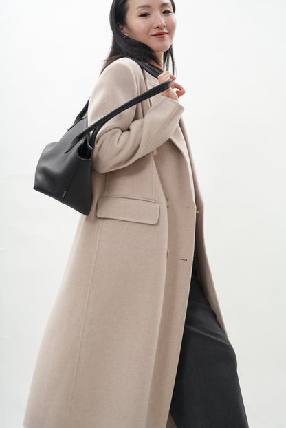 アイボリーダブルフェースウールチェスターコート