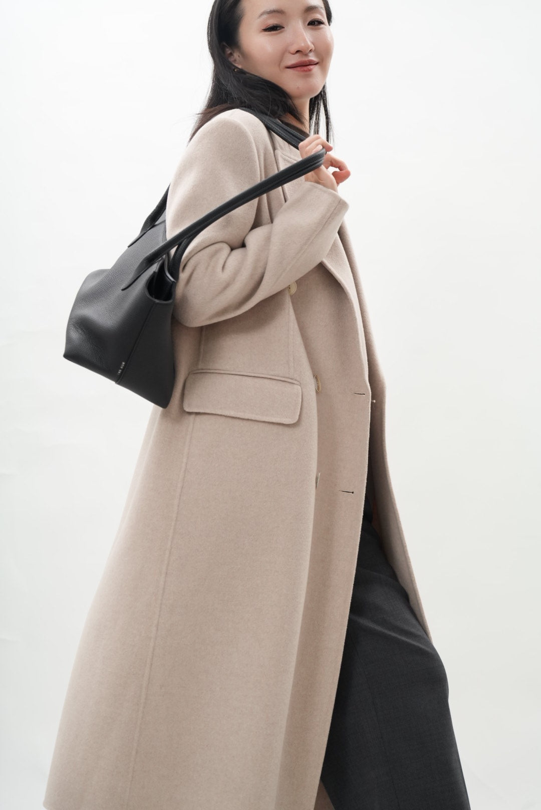 アイボリーダブルフェースウールチェスターコート