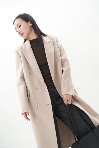 アイボリーダブルフェースウールチェスターコート