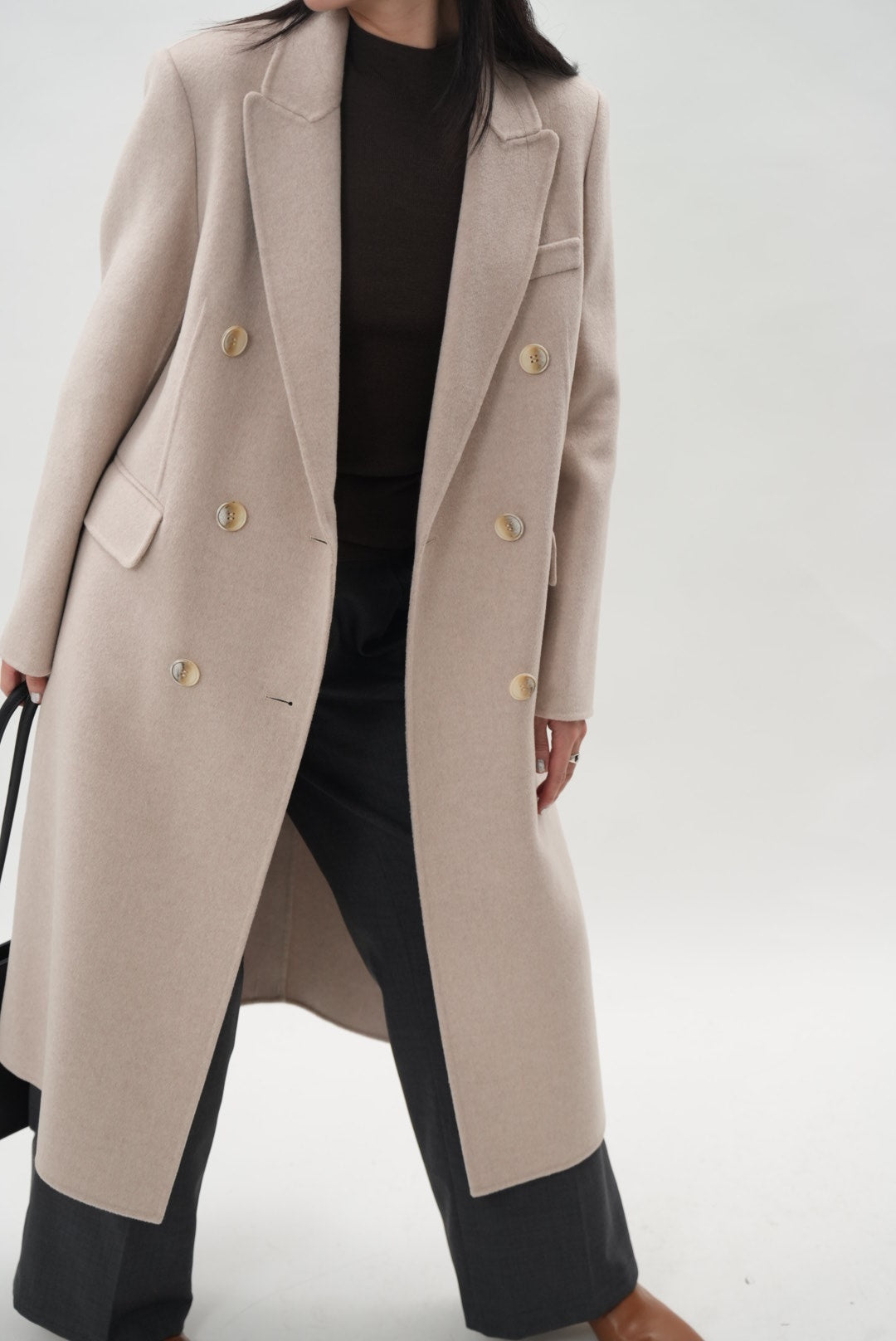 アイボリーダブルフェースウールチェスターコート