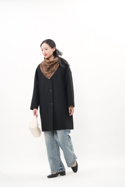 ウール100％ クラシックミドルコート（Black）