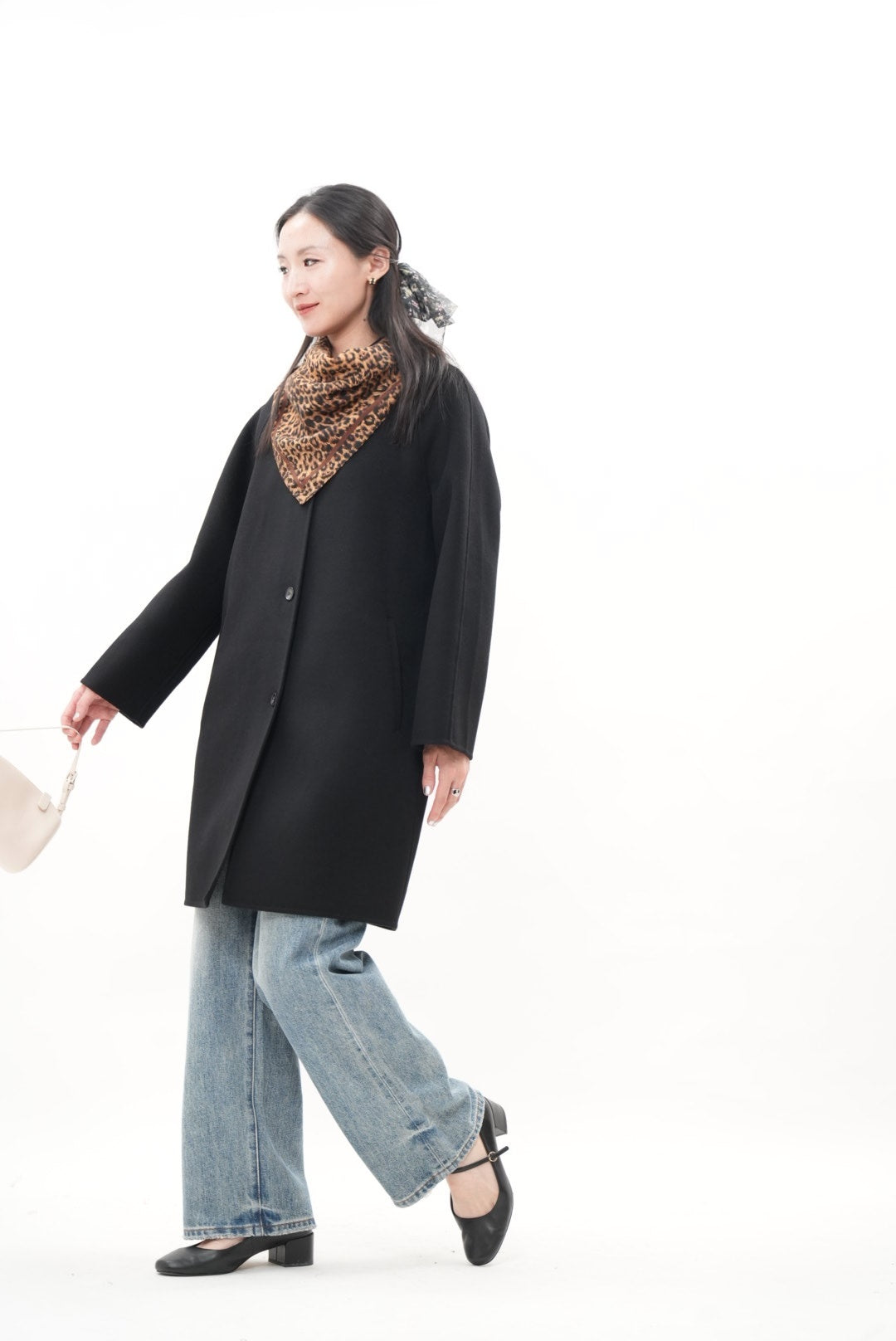 ウール100％ クラシックミドルコート（Black）