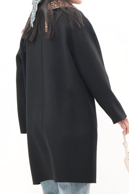 ウール100％ クラシックミドルコート（Black）