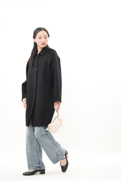 ウール100％ クラシックミドルコート（Black）