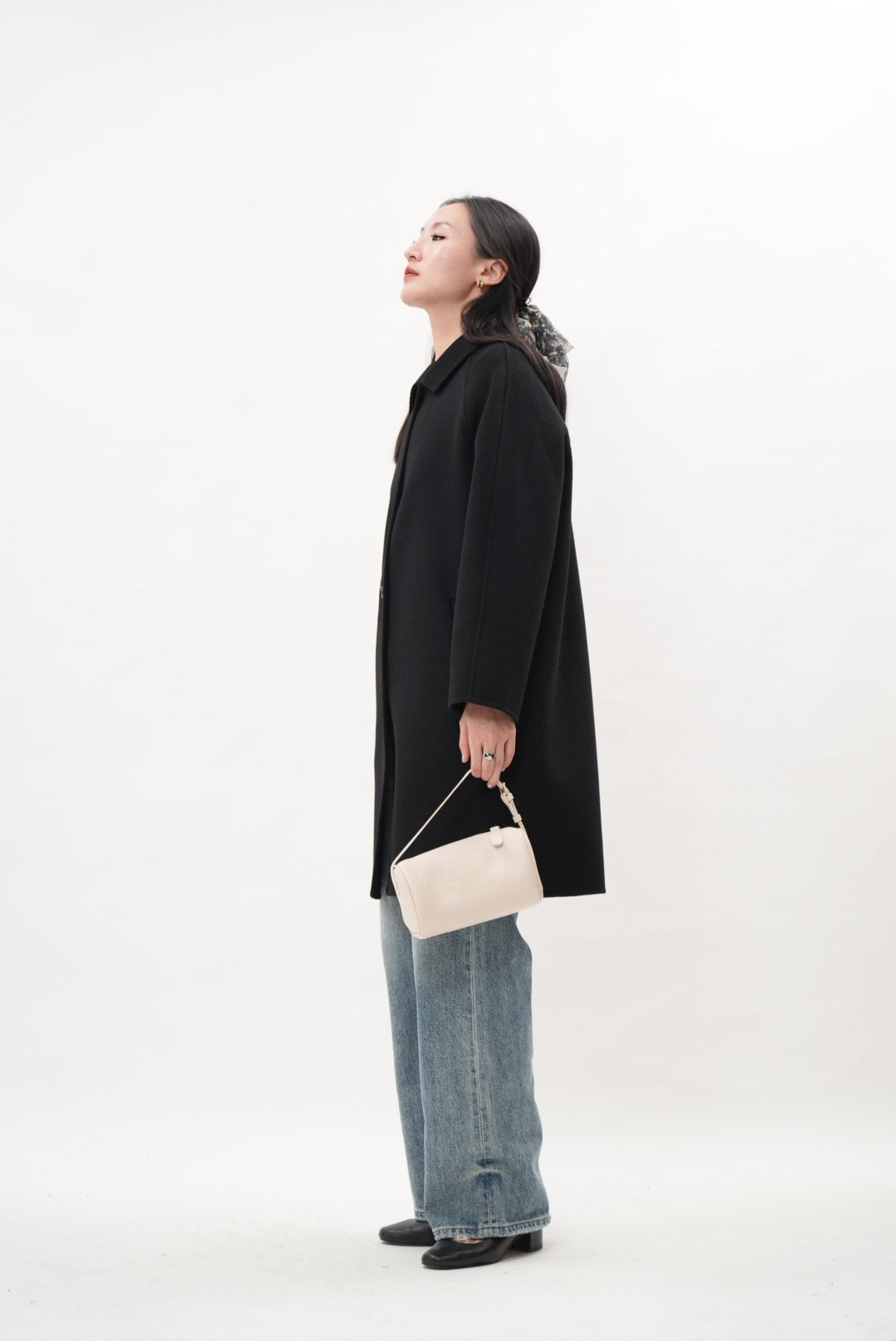 ウール100％ クラシックミドルコート（Black）