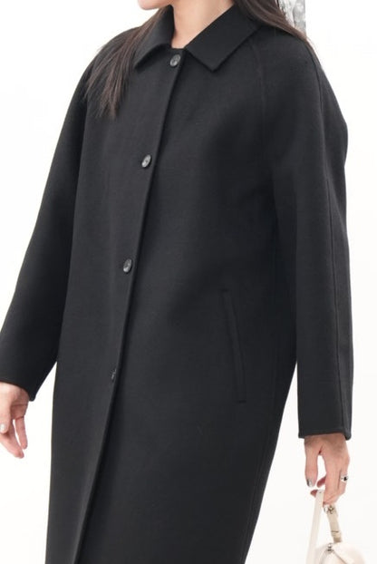 ウール100％ クラシックミドルコート（Black）