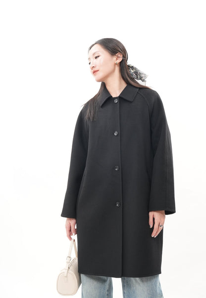 ウール100％ クラシックミドルコート（Black）