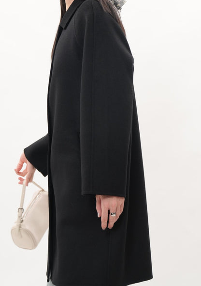 ウール100％ クラシックミドルコート（Black）