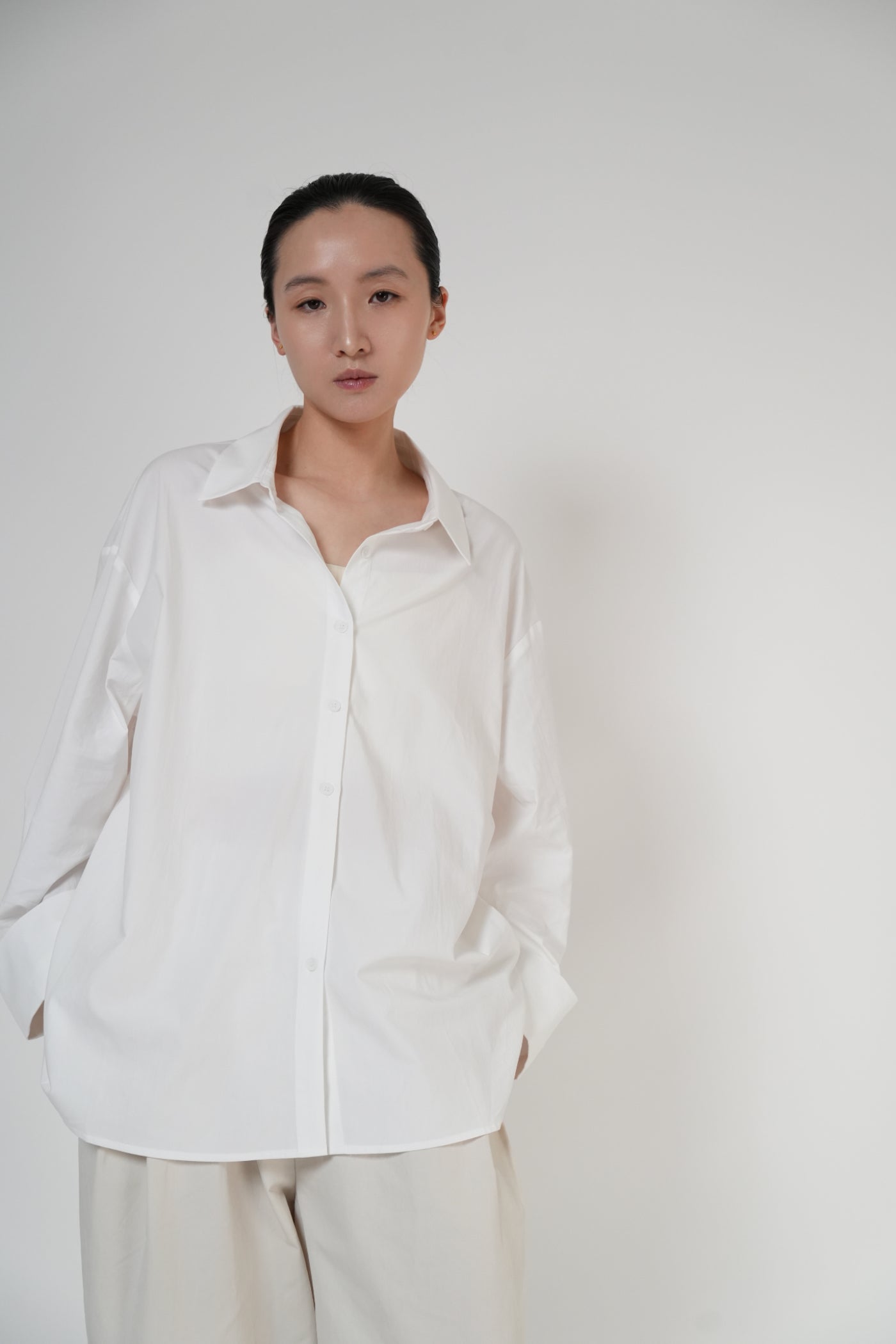 Tie-Back Oversized Shirt / 2color