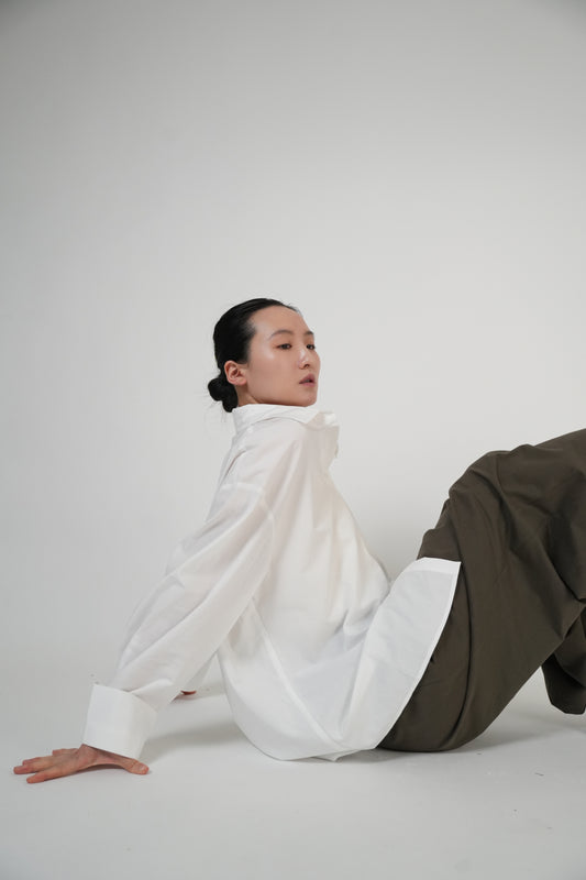 Tie-Back Oversized Shirt / 2color