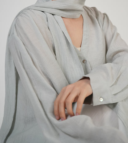 Scarf-Tie V-Neck Blouse / 2color