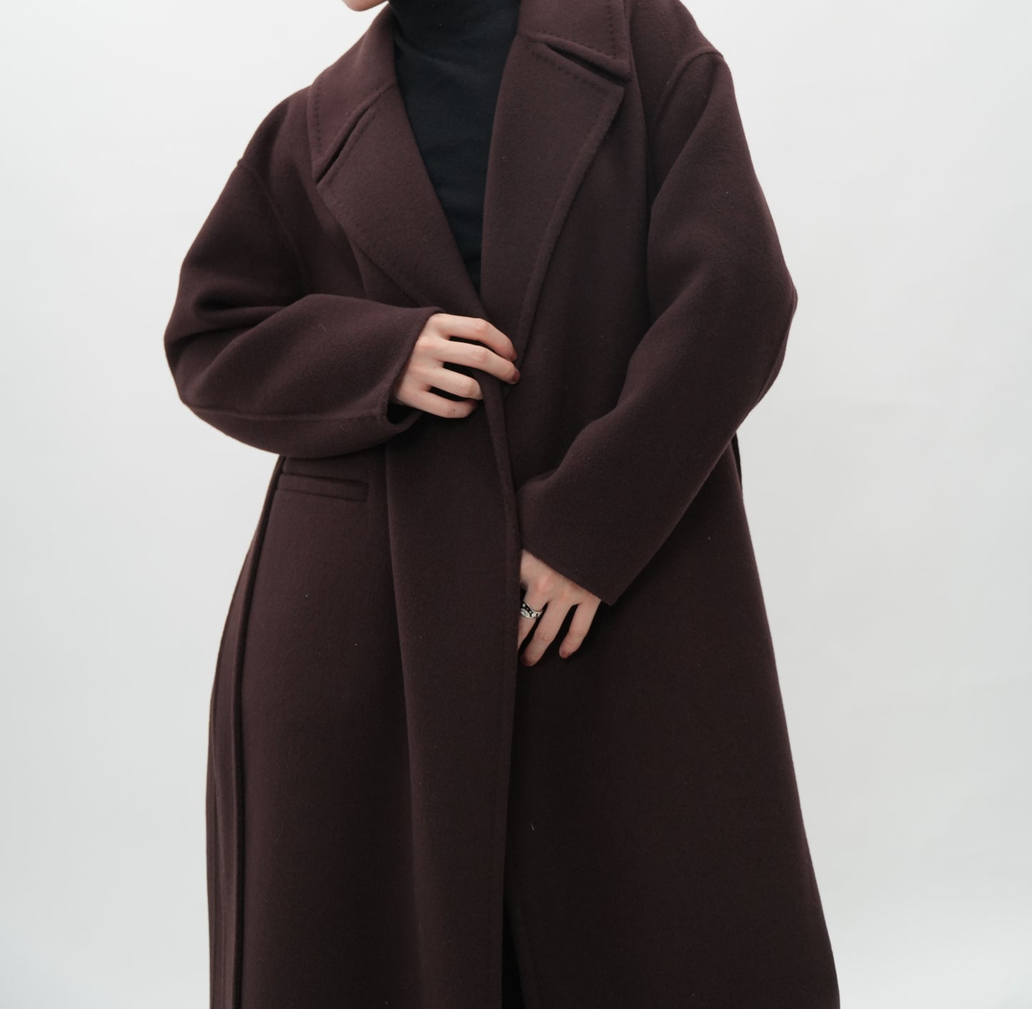 ウールカシミヤ エレガントロングコート（ブラウン）
