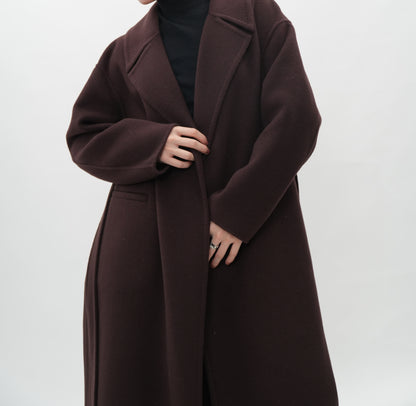 ウールカシミヤ エレガントロングコート（ブラウン）