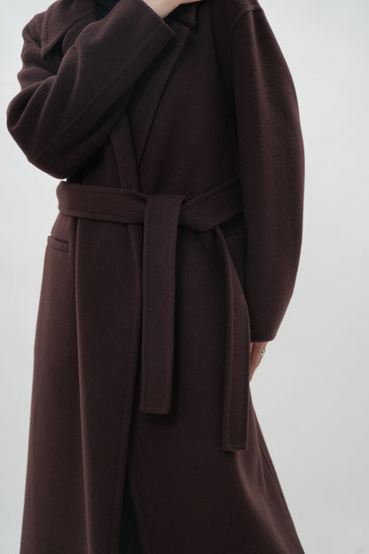 ウールカシミヤ エレガントロングコート（ブラウン）