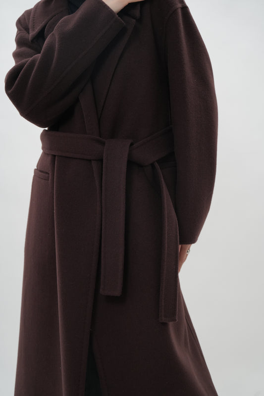 ウールカシミヤ エレガントロングコート（ブラウン）