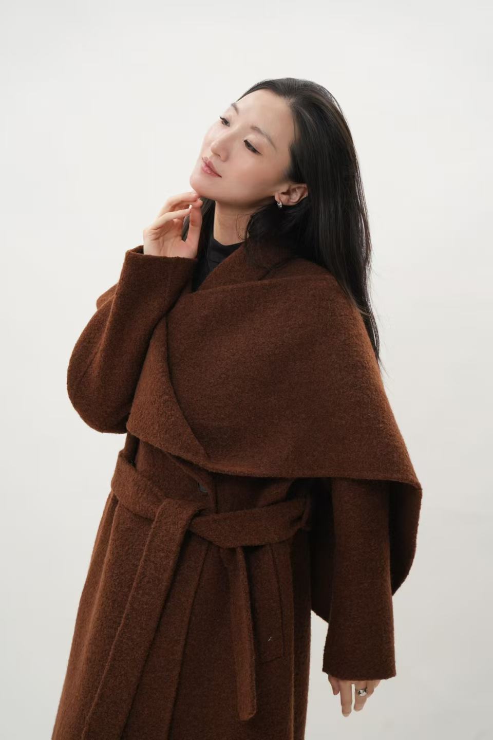 レディース 2WAY ロングコート｜キャメルヘアブレンド ストール付き