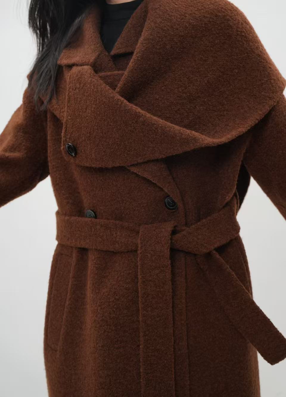 レディース 2WAY ロングコート｜キャメルヘアブレンド ストール付き