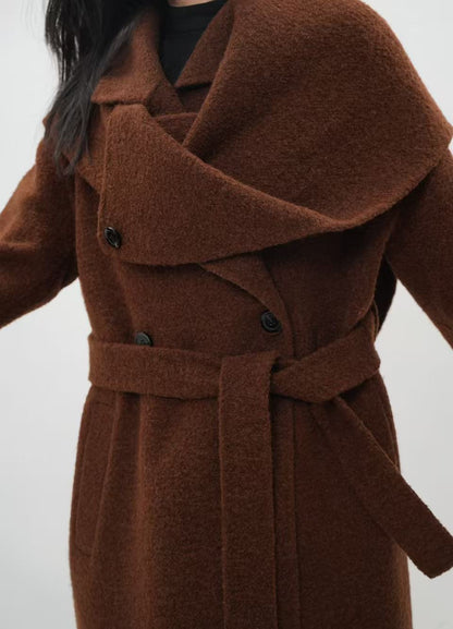 レディース 2WAY ロングコート｜キャメルヘアブレンド ストール付き