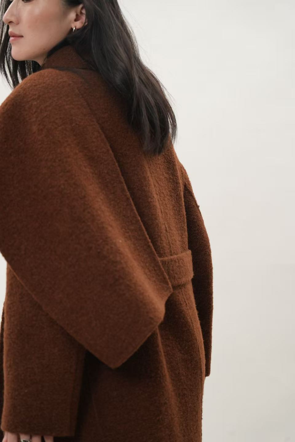 レディース 2WAY ロングコート｜キャメルヘアブレンド ストール付き