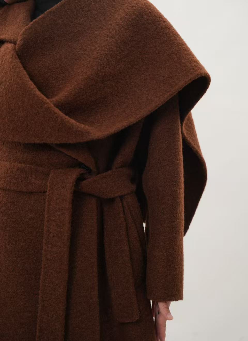 レディース 2WAY ロングコート｜キャメルヘアブレンド ストール付き