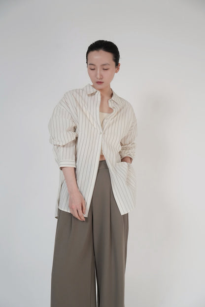 Tailored Wide-Leg Trousers / Olive