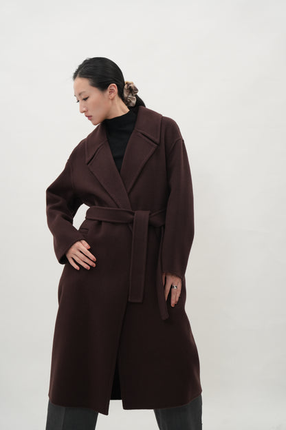 ウールカシミヤ エレガントロングコート（ブラウン）