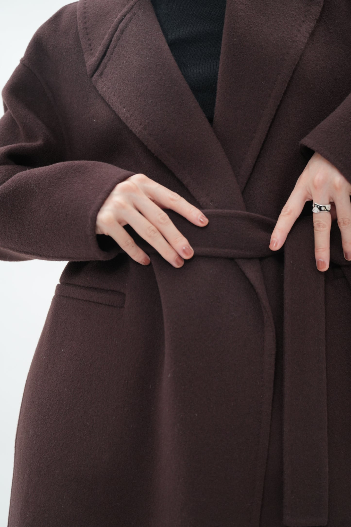 ウールカシミヤ エレガントロングコート（ブラウン）